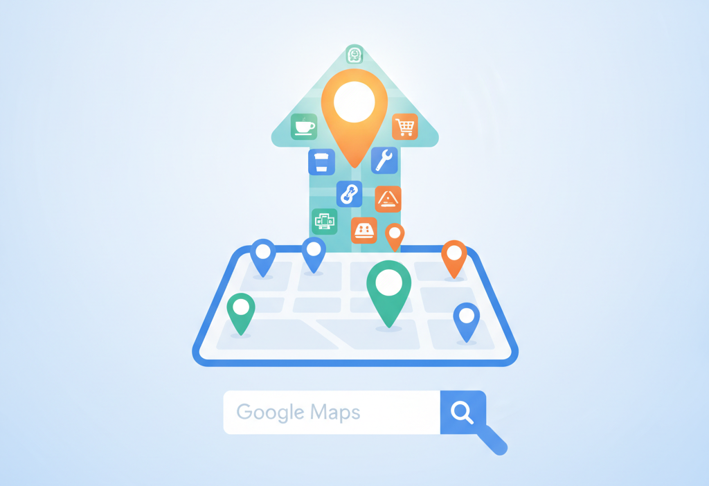 Yerel işletme google haritalarda nasıl üst sırada çıkar (AI Görsel) – dijital...