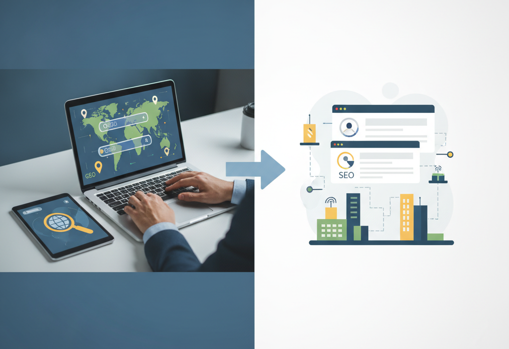 GEO ve SEO birlikte nasıl uygulanır? (AI Görsel) – dijital danışman dijital d...