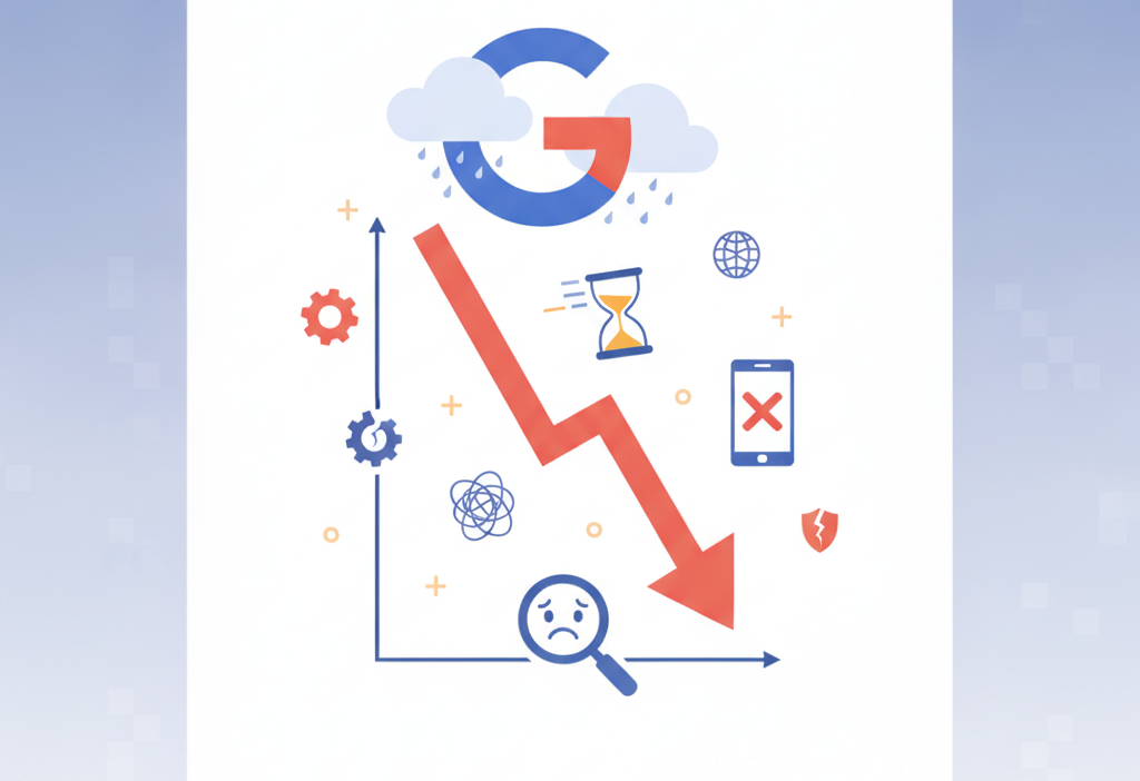 Google sıralamalarım neden düştü? (AI Görsel) – dijital danışman dijital danı...