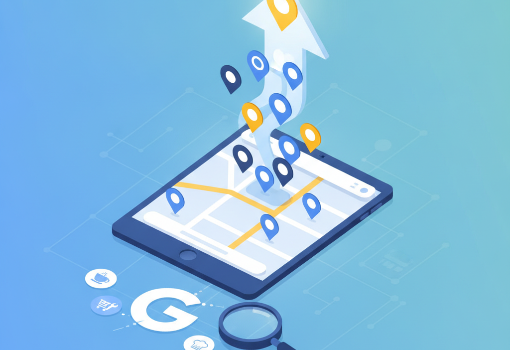 Yerel işletme google haritalarda nasıl üst sırada çıkar (AI Görsel) – dijital...